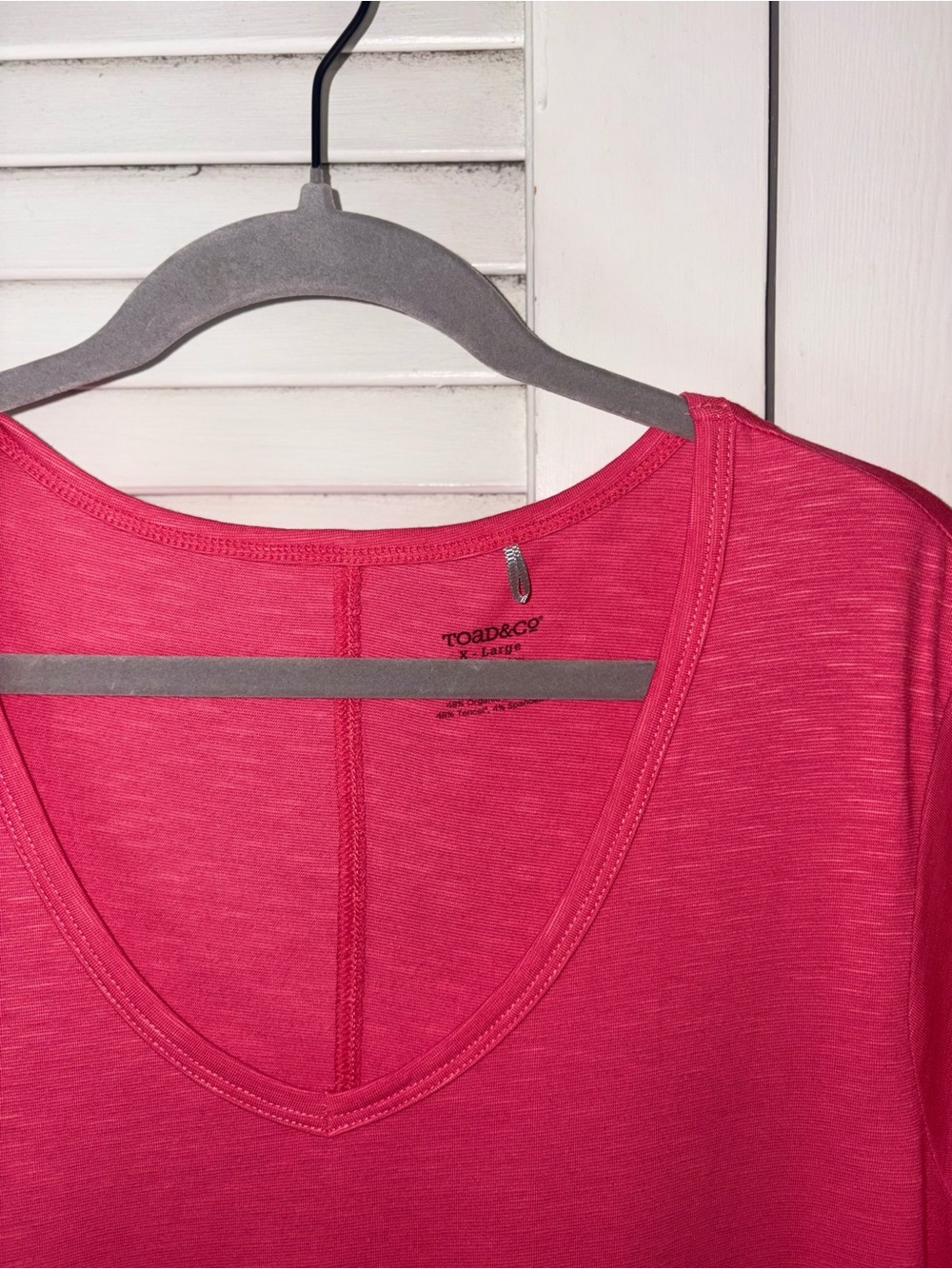 Toad&Co Marley Dress XL Pink Organic Cotton TENCEL V Neck Tee Dress - Picture 3 of 5